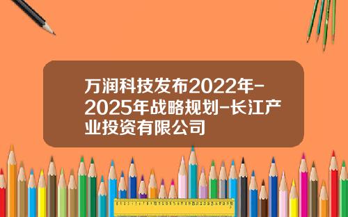 万润科技发布2022年-2025年战略规划-长江产业投资有限公司