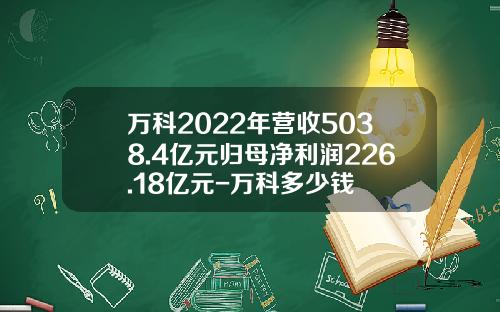 万科2022年营收5038.4亿元归母净利润226.18亿元-万科多少钱