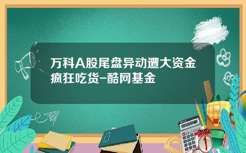 万科A股尾盘异动遭大资金疯狂吃货-酷网基金