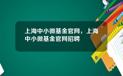 上海中小微基金官网，上海中小微基金官网招聘