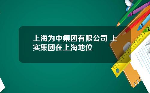 上海为中集团有限公司 上实集团在上海地位