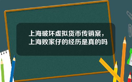 上海破坏虚拟货币传销案，上海败家仔的经历是真的吗