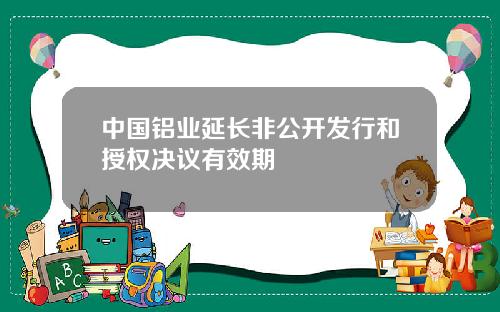 中国铝业延长非公开发行和授权决议有效期