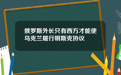 俄罗斯外长只有西方才能使乌克兰履行明斯克协议