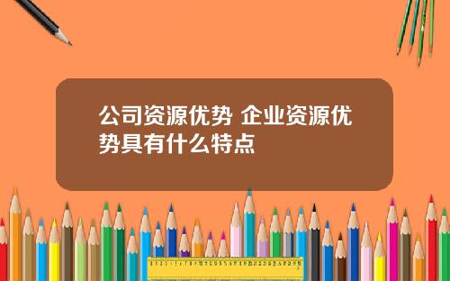 公司资源优势 企业资源优势具有什么特点