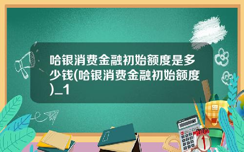 哈银消费金融初始额度是多少钱(哈银消费金融初始额度)_1