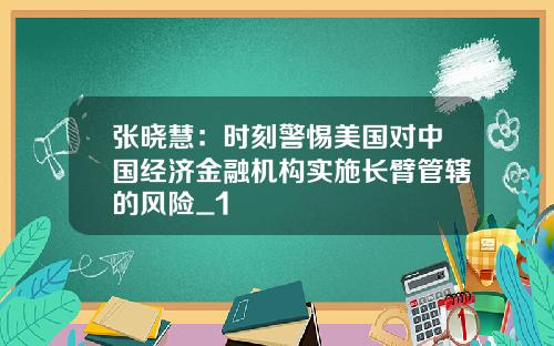 张晓慧：时刻警惕美国对中国经济金融机构实施长臂管辖的风险_1