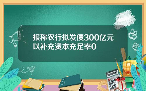 报称农行拟发债300亿元以补充资本充足率0