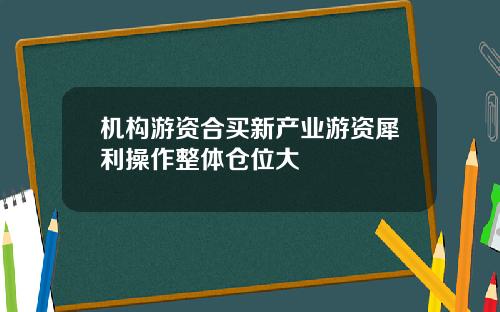 机构游资合买新产业游资犀利操作整体仓位大