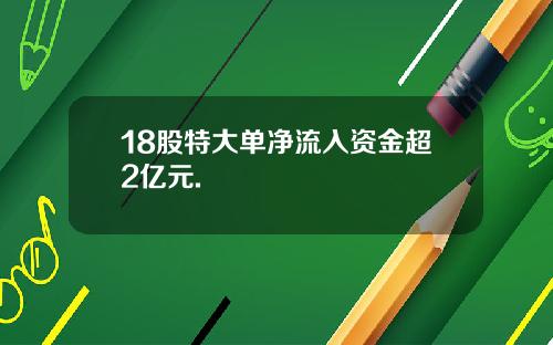 18股特大单净流入资金超2亿元.