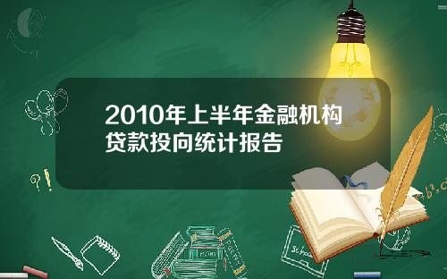 2010年上半年金融机构贷款投向统计报告