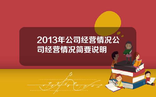 2013年公司经营情况公司经营情况简要说明