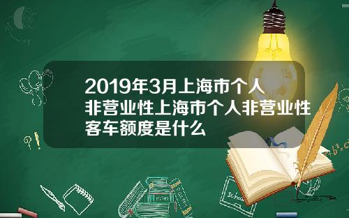 2019年3月上海市个人非营业性上海市个人非营业性客车额度是什么