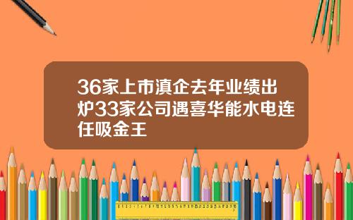 36家上市滇企去年业绩出炉33家公司遇喜华能水电连任吸金王