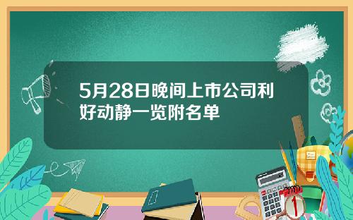 5月28日晚间上市公司利好动静一览附名单