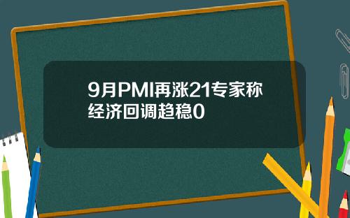 9月PMI再涨21专家称经济回调趋稳0