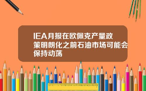 IEA月报在欧佩克产量政策明朗化之前石油市场可能会保持动荡