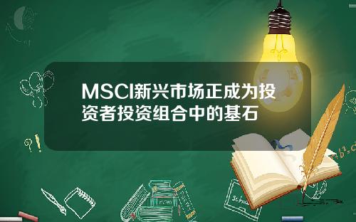 MSCI新兴市场正成为投资者投资组合中的基石