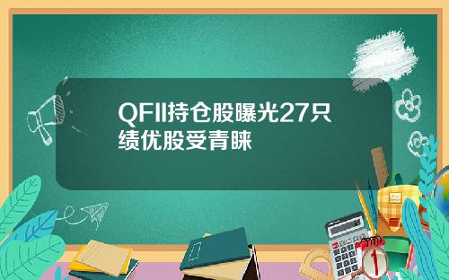 QFII持仓股曝光27只绩优股受青睐