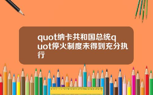 quot纳卡共和国总统quot停火制度未得到充分执行