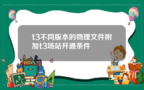 t3不同版本的物理文件附加t3场站开通条件