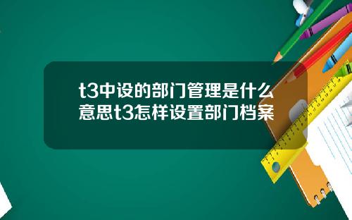 t3中设的部门管理是什么意思t3怎样设置部门档案