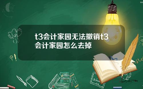 t3会计家园无法撤销t3会计家园怎么去掉