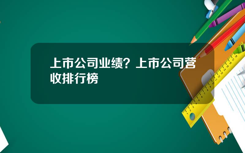 上市公司业绩？上市公司营收排行榜