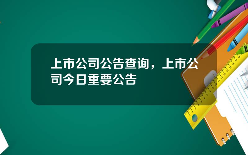 上市公司公告查询，上市公司今日重要公告