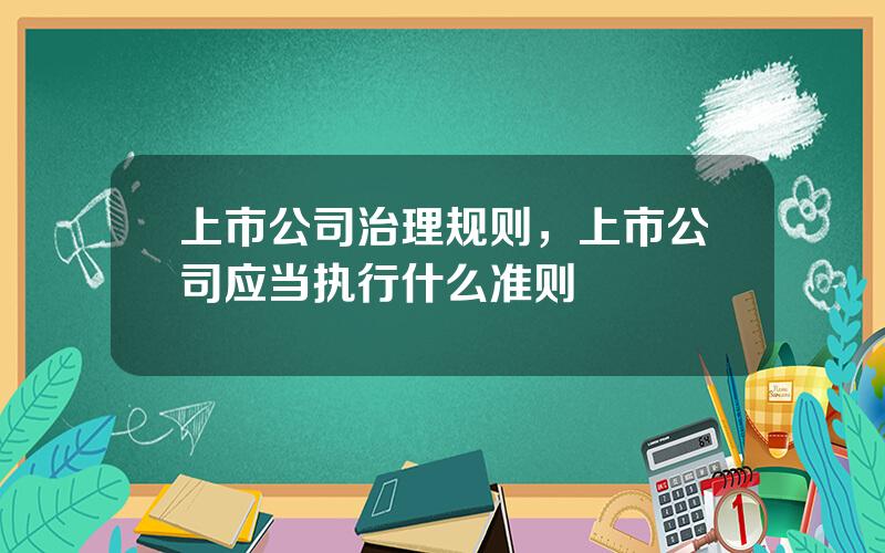 上市公司治理规则，上市公司应当执行什么准则