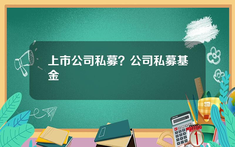 上市公司私募？公司私募基金