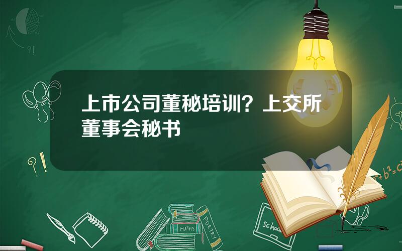 上市公司董秘培训？上交所董事会秘书