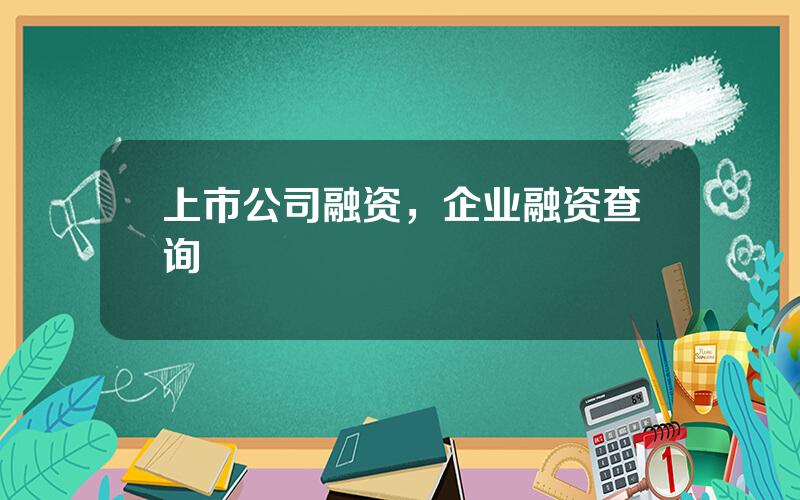 上市公司融资，企业融资查询