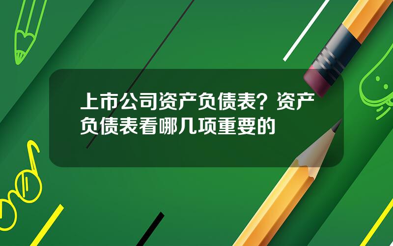 上市公司资产负债表？资产负债表看哪几项重要的