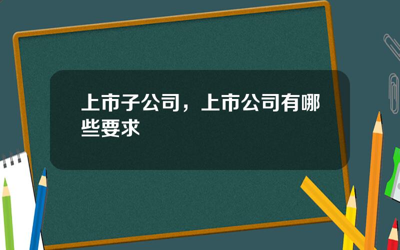 上市子公司，上市公司有哪些要求