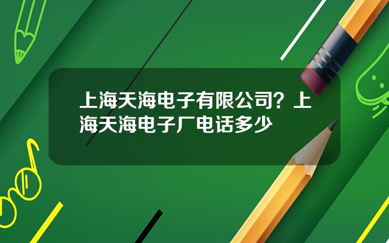 上海天海电子有限公司？上海天海电子厂电话多少