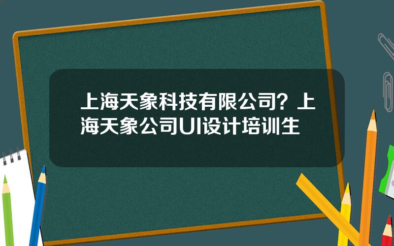 上海天象科技有限公司？上海天象公司UI设计培训生