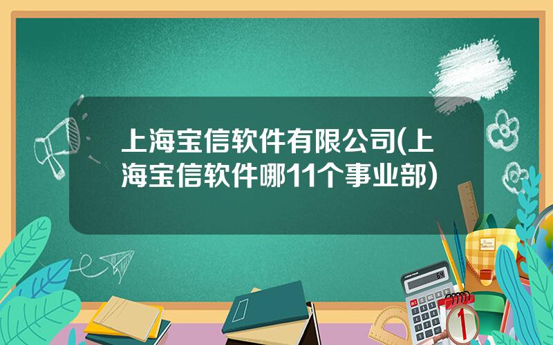 上海宝信软件有限公司(上海宝信软件哪11个事业部)