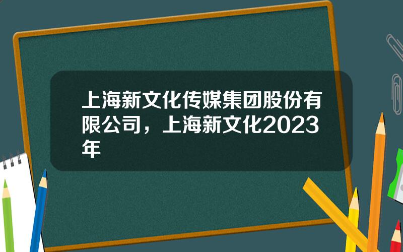 上海新文化传媒集团股份有限公司，上海新文化2023年