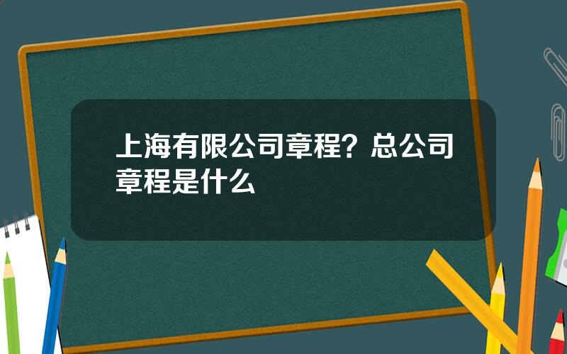 上海有限公司章程？总公司章程是什么