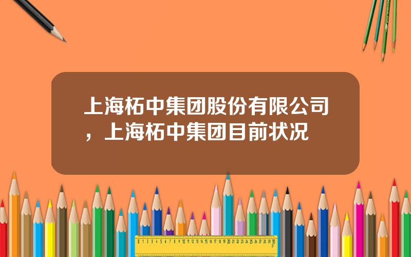 上海柘中集团股份有限公司，上海柘中集团目前状况