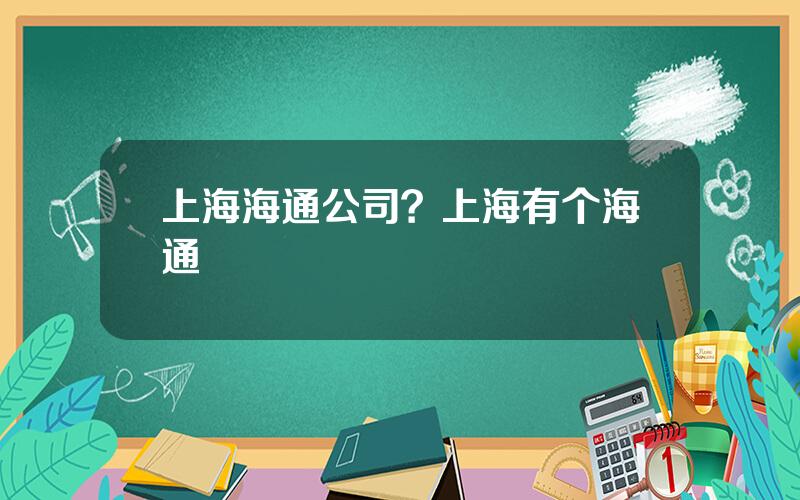 上海海通公司？上海有个海通