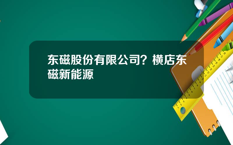 东磁股份有限公司？横店东磁新能源