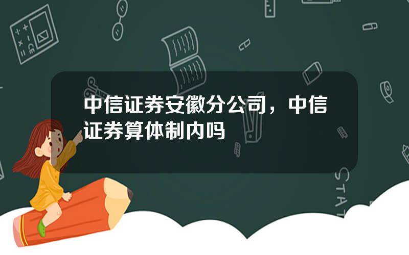 中信证券安徽分公司，中信证券算体制内吗