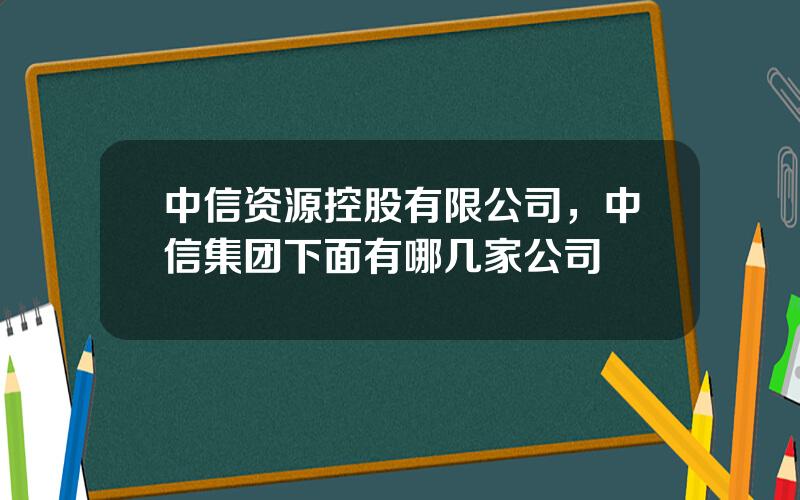 中信资源控股有限公司，中信集团下面有哪几家公司