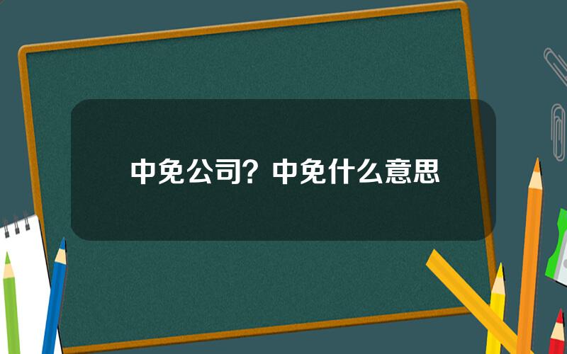 中免公司？中免什么意思