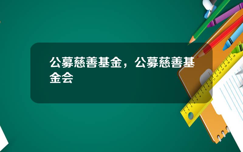 公募慈善基金，公募慈善基金会