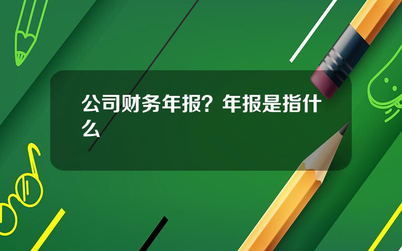 公司财务年报？年报是指什么