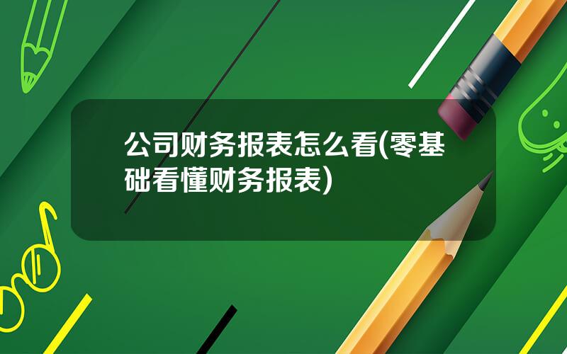 公司财务报表怎么看(零基础看懂财务报表)