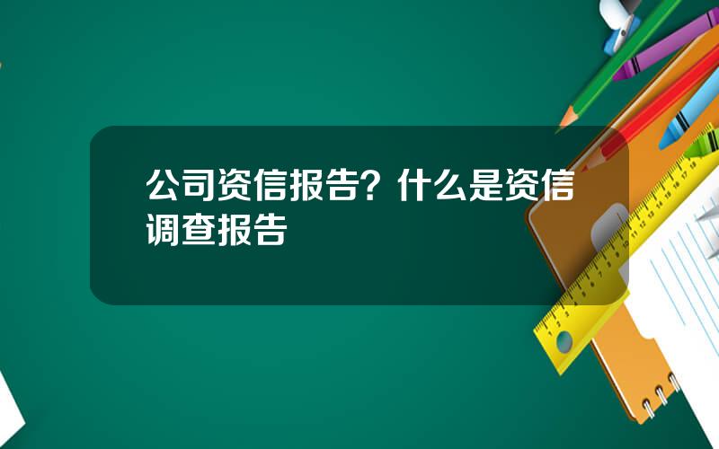 公司资信报告？什么是资信调查报告